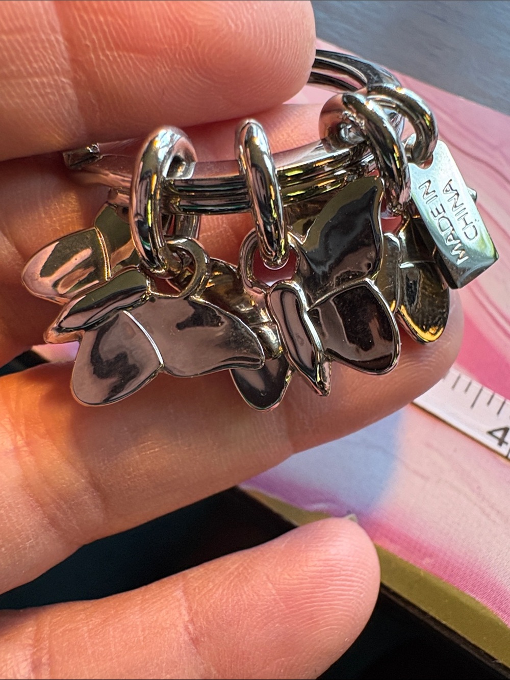 Coach Butterfly Charm Keyring - Pink, Peach & Gold - Picture 3 of 4